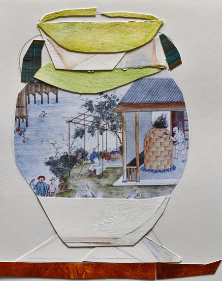 Nancy-Selvin-pottery-image Works-—-Nancy-Selvin--checking-the-firing mixed media art