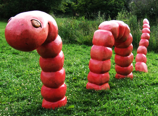 red-worm-play-sculpture WORM-sculpture by forestcrafts.UK