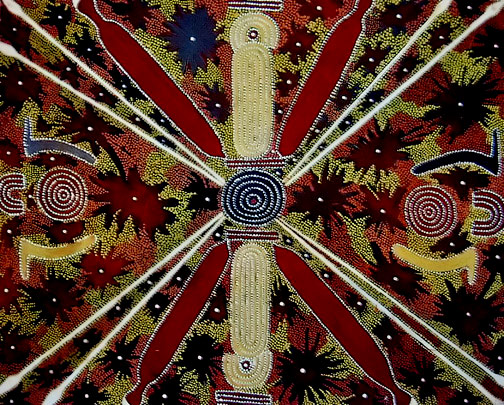 'Yala-Thukurrpa-(Wild-Potato-Dreaming)-at-Mikanji' 'Yala Thukurrpa- - Wild Potato-Dreaming at Mikanji' Australian indigenous art