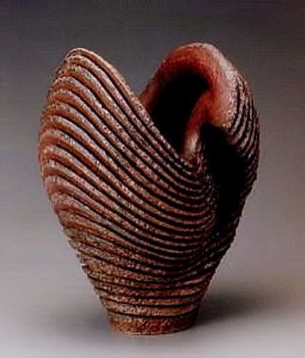 Yamamoto-Izuru Yamamoto Izuru wavy ribbed anagama vase