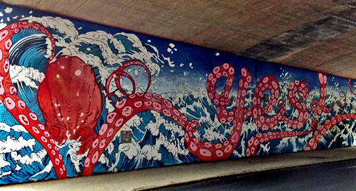 Yuko-Shimizu-octopus-street-art Red octopus yes_mural_Brooklyn_full by Yuko-Shimizu