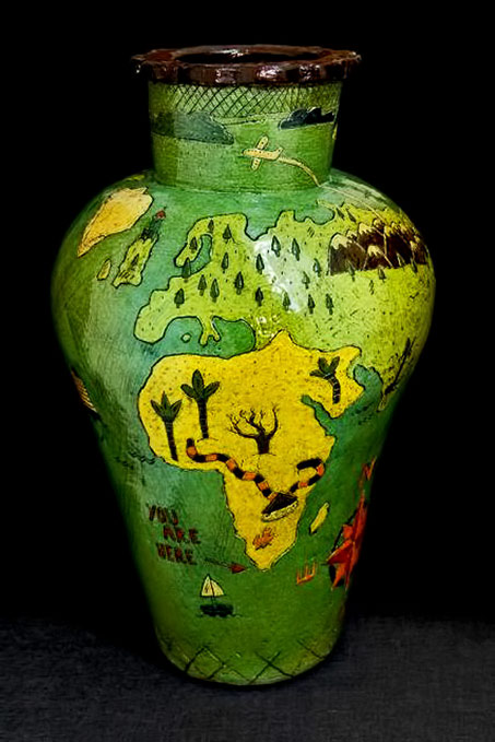 You-Are-Here---Lucinda-Mudge You-Are-Here-vase --Lucinda-Mudge vase with world map