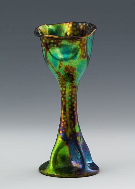 Zsolnay-Chalice,-1898,-Mihály-Kapás-Nagy,-stoneware,-eosyna,-Janus-Pannonius-Múzeum-Chalice,-1898--