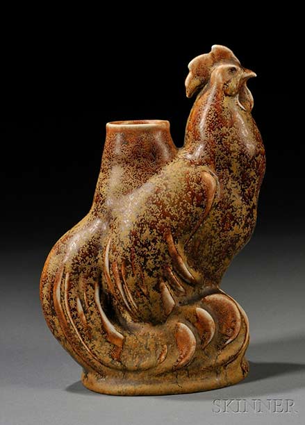 Zsolnay-Figural-Rooster-Vase Brown ceramic Zsolnay-Figural-Rooster-Vase